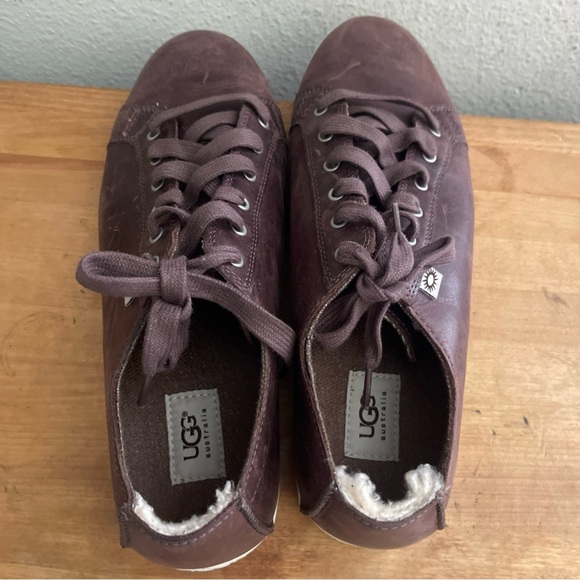 UGG Australia Mens Vanowen Sneaker Shoes Brown Leahter Lace Up Low Top Size: 12 - Picture 11 of 12